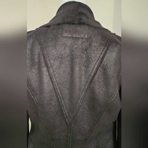 GUESS Los Angeles Faux suede/fur Black Open front jacket. Size small - Picture 5 of 11